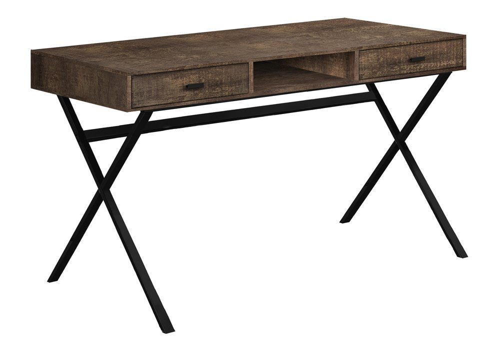 24" Brown and Black Computer Desk With Two Drawers