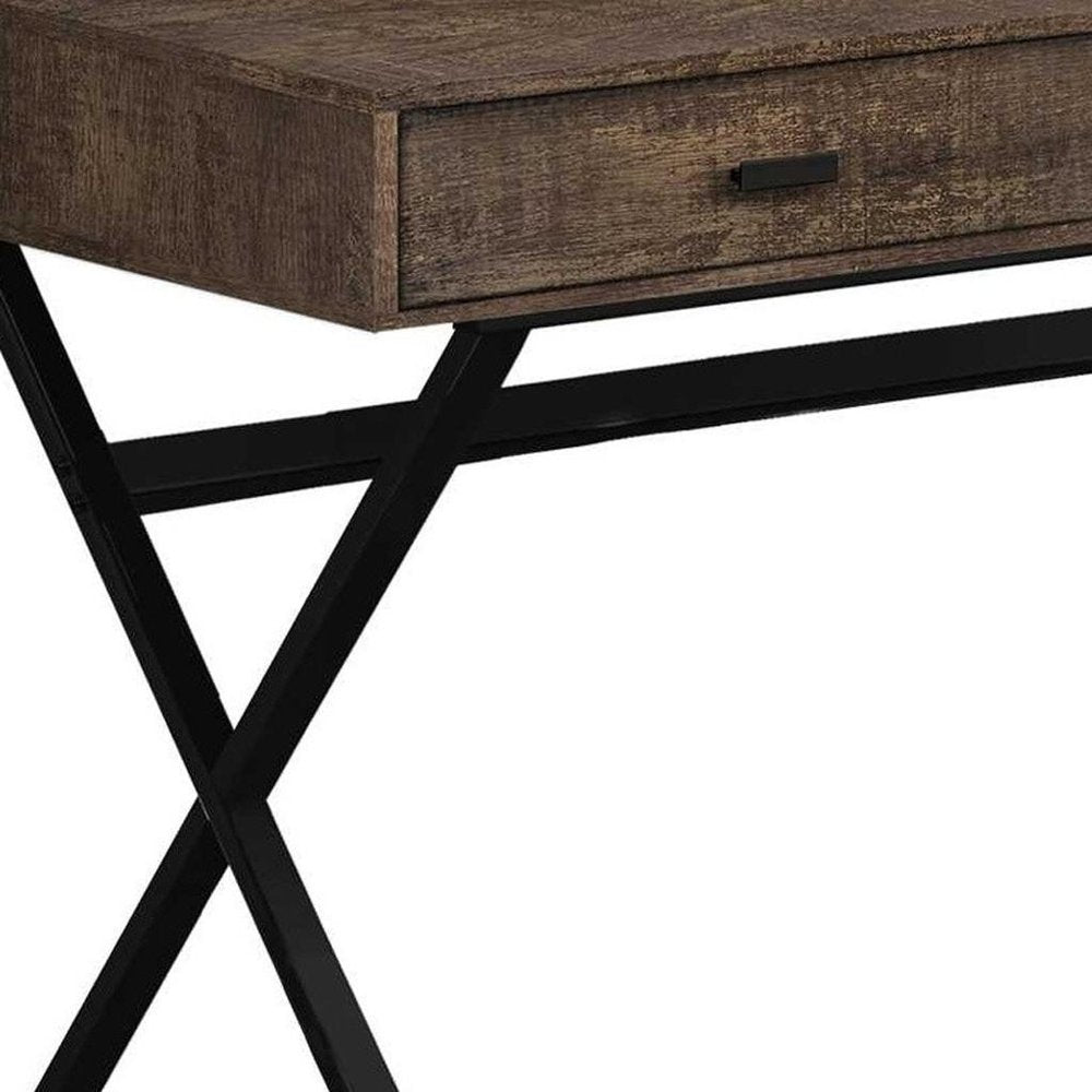 24" Brown and Black Computer Desk With Two Drawers