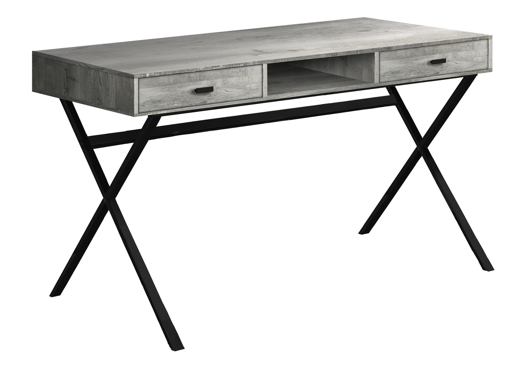 47" Gray and Black Computer Desk With Two Drawers