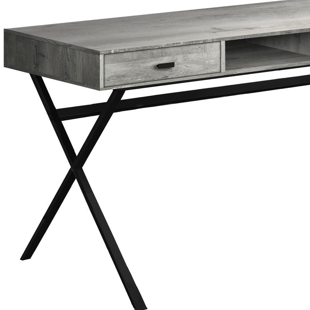 47" Gray and Black Computer Desk With Two Drawers