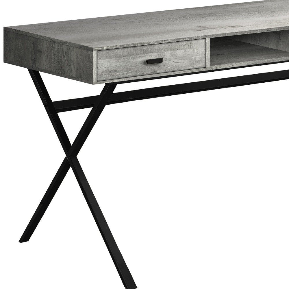 24" Brown and Black Computer Desk With Two Drawers