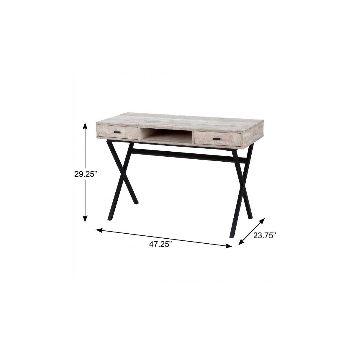 47" Taupe and Black Computer Desk With Two Drawers