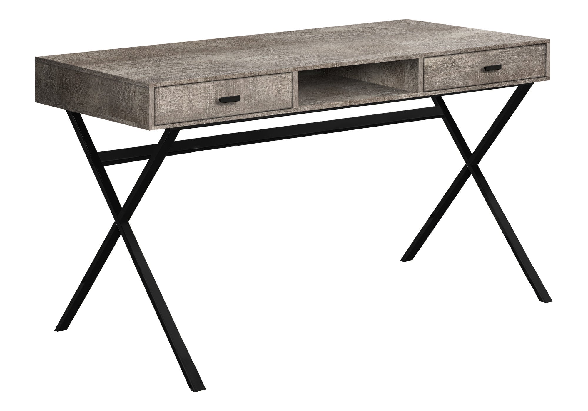47" Taupe and Black Computer Desk With Two Drawers