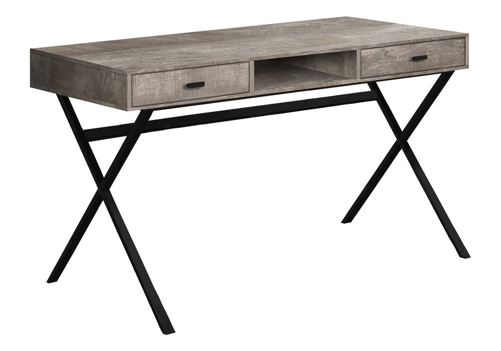 24" Brown and Black Computer Desk With Two Drawers