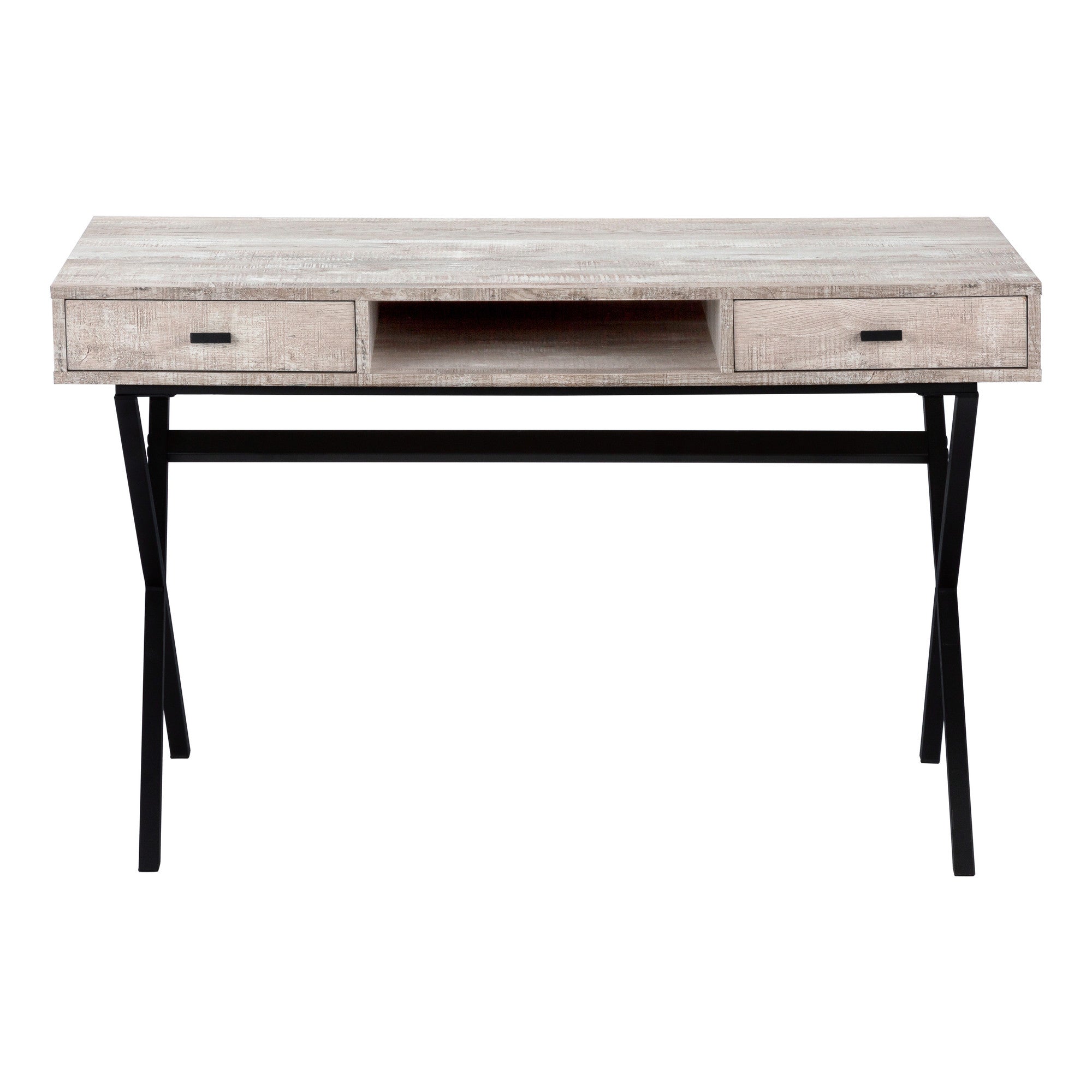 47" Taupe and Black Computer Desk With Two Drawers