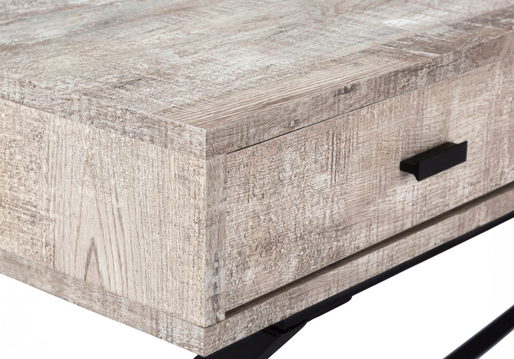 47" Taupe and Black Computer Desk With Two Drawers