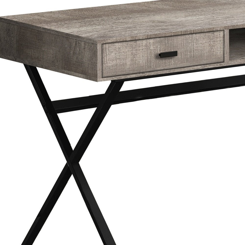 24" Brown and Black Computer Desk With Two Drawers