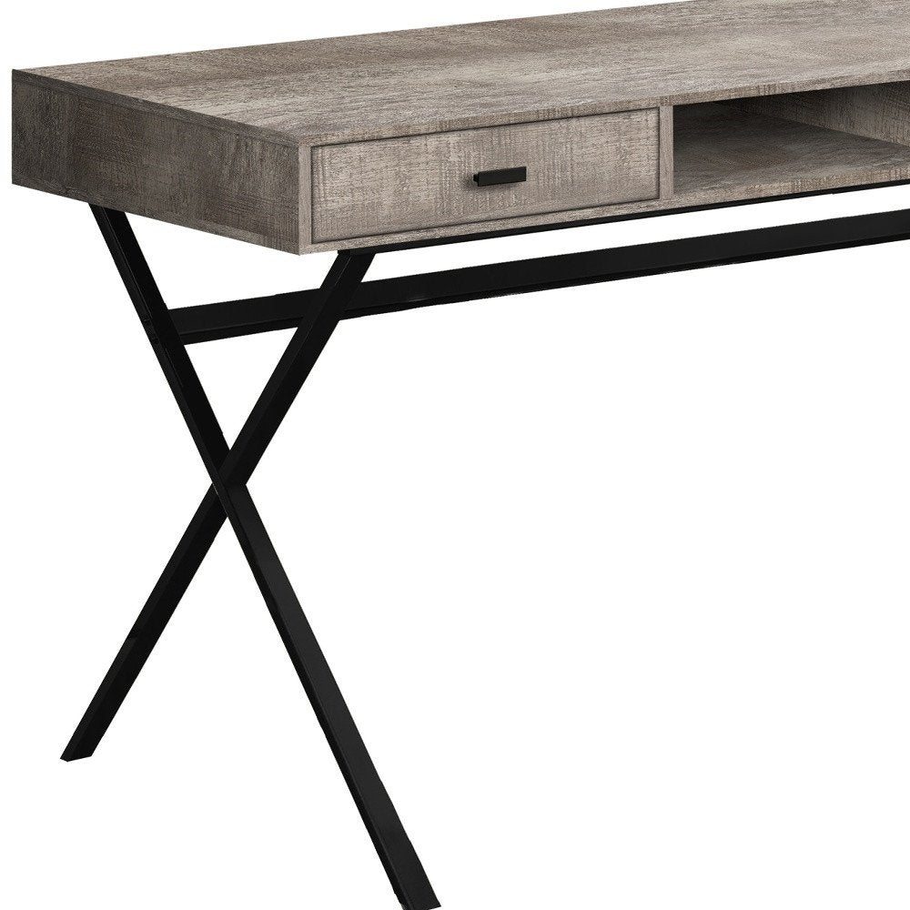 24" Brown and Black Computer Desk With Two Drawers