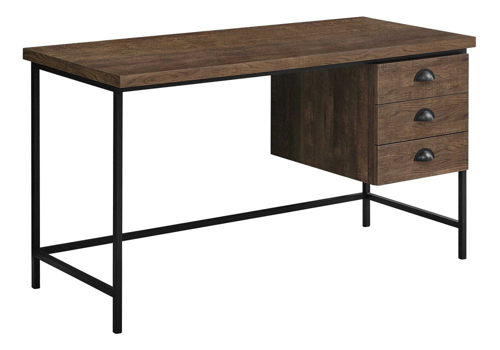 24" Brown and Black Computer Desk With Three Drawers