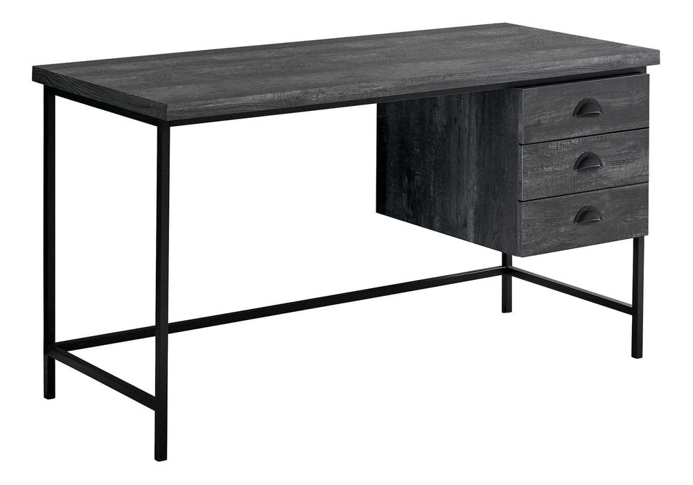 24" Brown and Black Computer Desk With Three Drawers