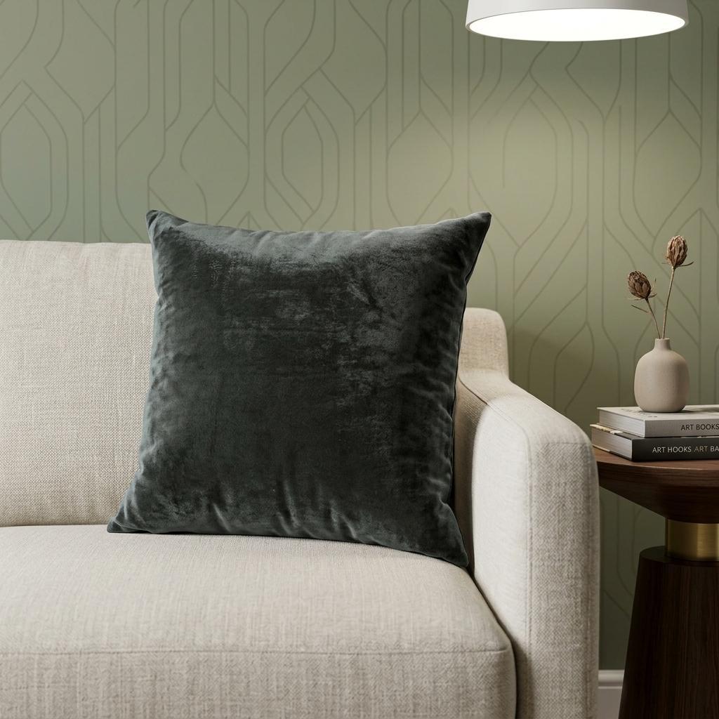 18" X 7" X 18" Transitional Charcoal Solid Pillow Cover With Poly Insert