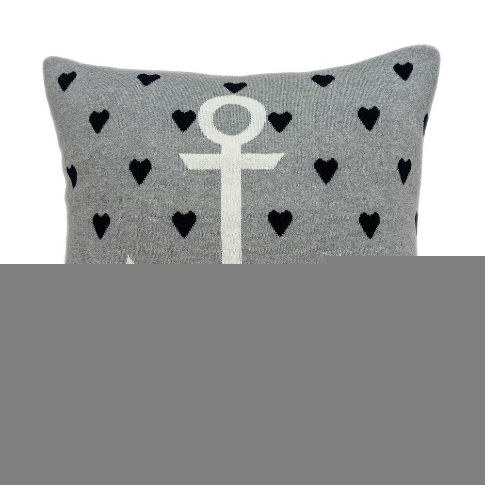 Casual Square Grey Nautical Anchor Accent Pillow