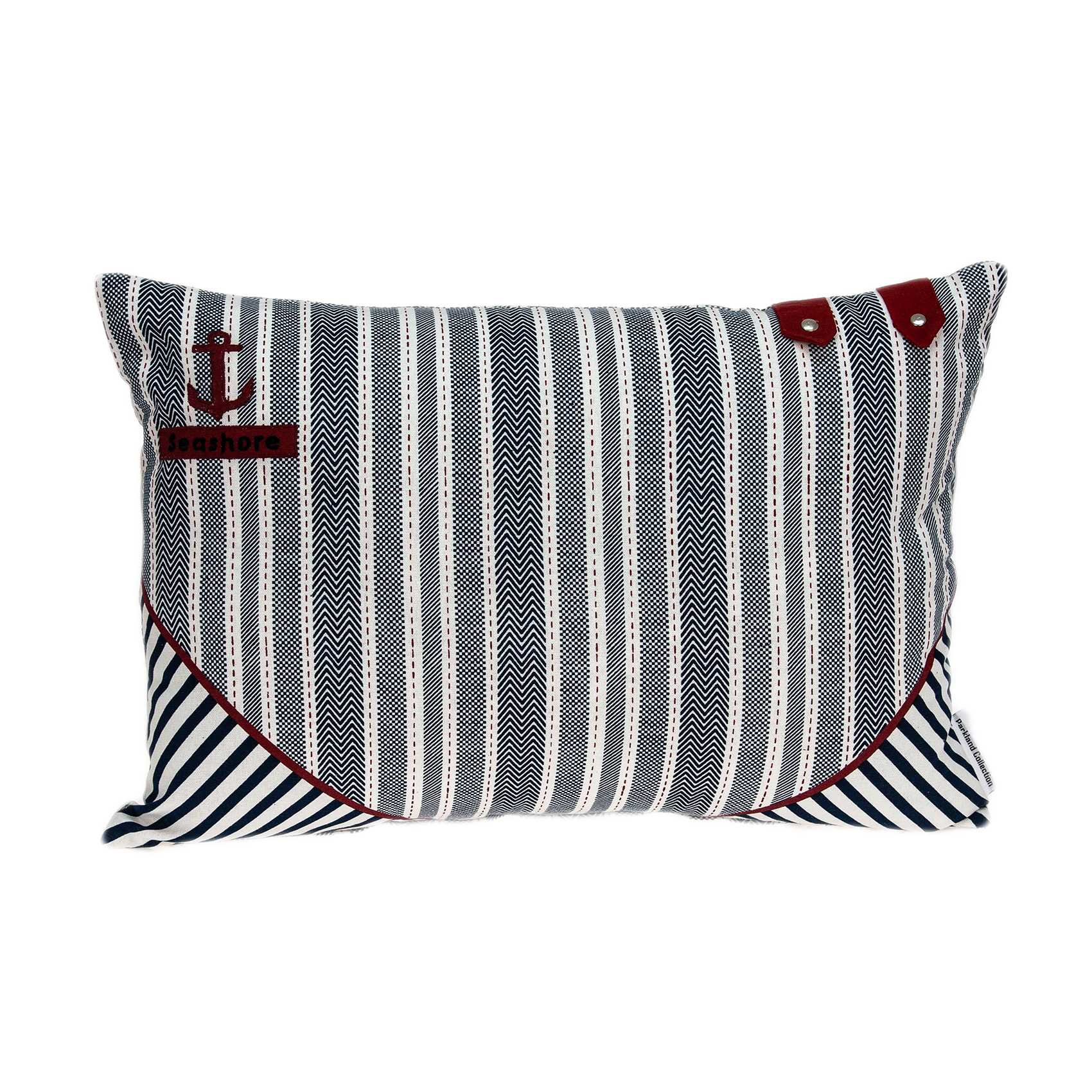 14" X 20" Gray Striped Cotton Throw Pillow