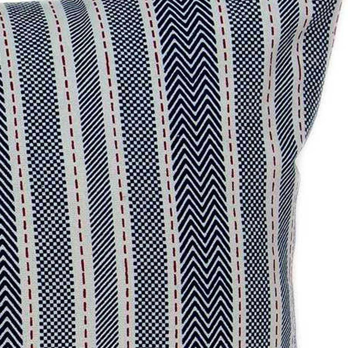 14" X 20" Gray Striped Cotton Throw Pillow