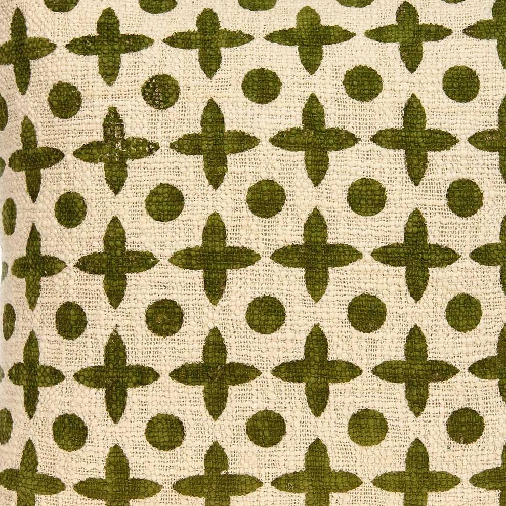 18" X 7" X 18" Transitional Beige Printed Pillow Cover With Poly Insert