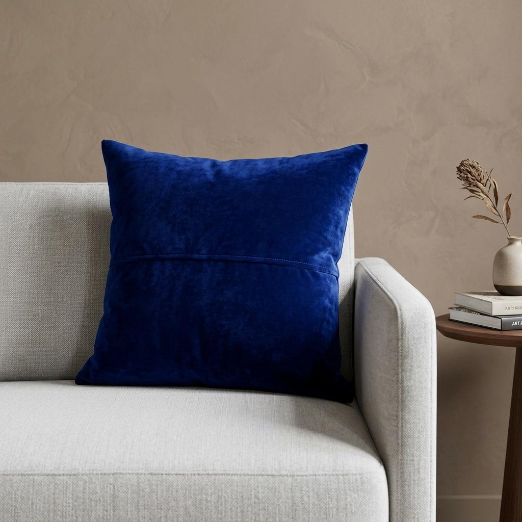22" Royal Blue Cotton Blend Throw Pillow