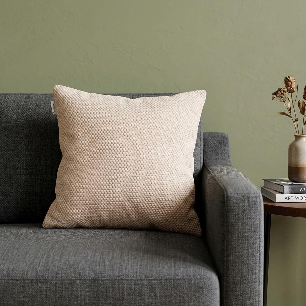 20" X 7" X 20" Beautiful Transitional Tan Pillow Cover With Poly Insert