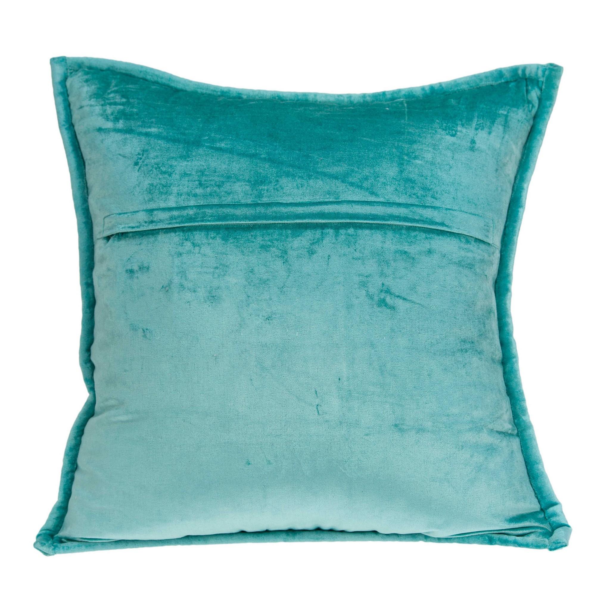 20" X 7" X 20" Transitional Aqua Solid Quilted Pillow Cover With Poly Insert