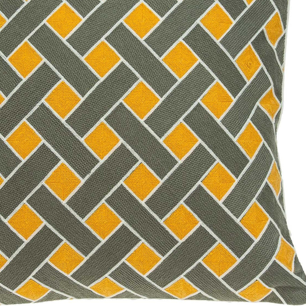 20" X 7" X 20" Transitional Gray And Orange Pillow Cover With Poly Insert