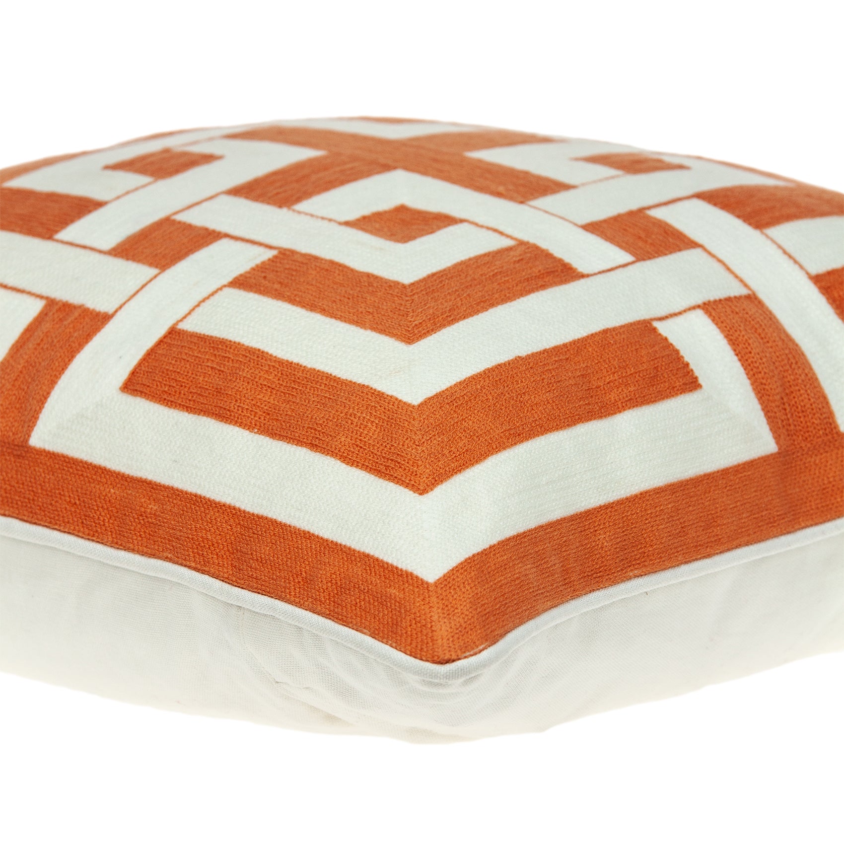 20" X 7" X 20" Transitional Orange And Off White Pillow Cover With Poly Insert