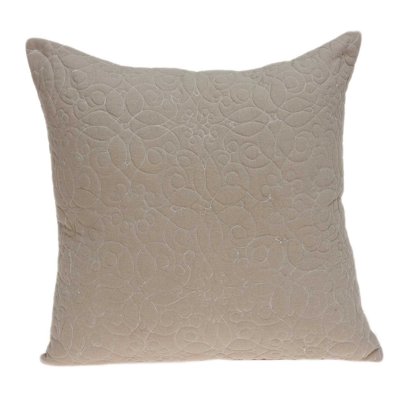 20" Tan Swirl Cotton Throw Pillow