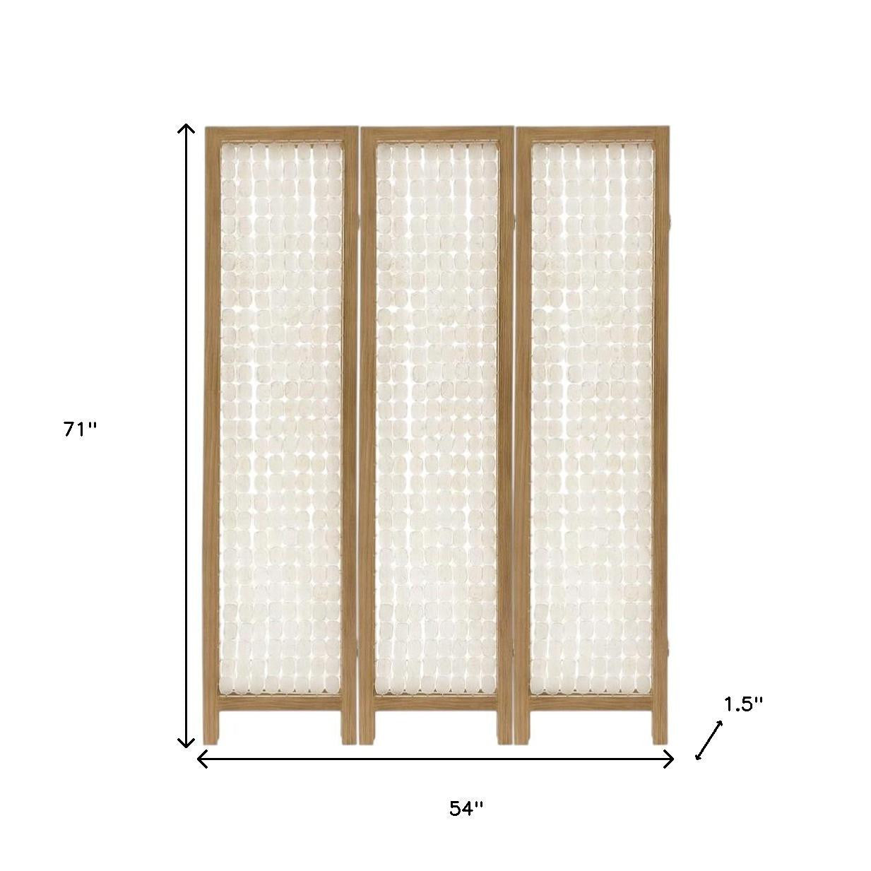 71" Clear Folding Three Panel Screen Room Divider