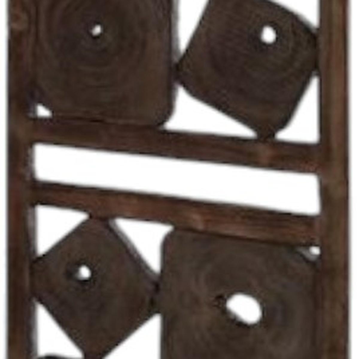 71" Brown Solid Wood Folding Three Panel Screen Room Divider