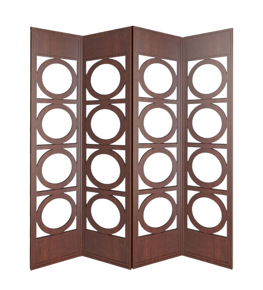 84" Brown Solid Wood Folding Four Panel Screen Room Divider