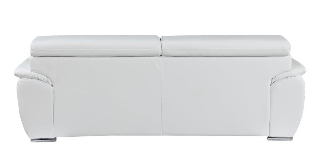 Two Piece Indoor White Genuine Leather Five Person Seating Set