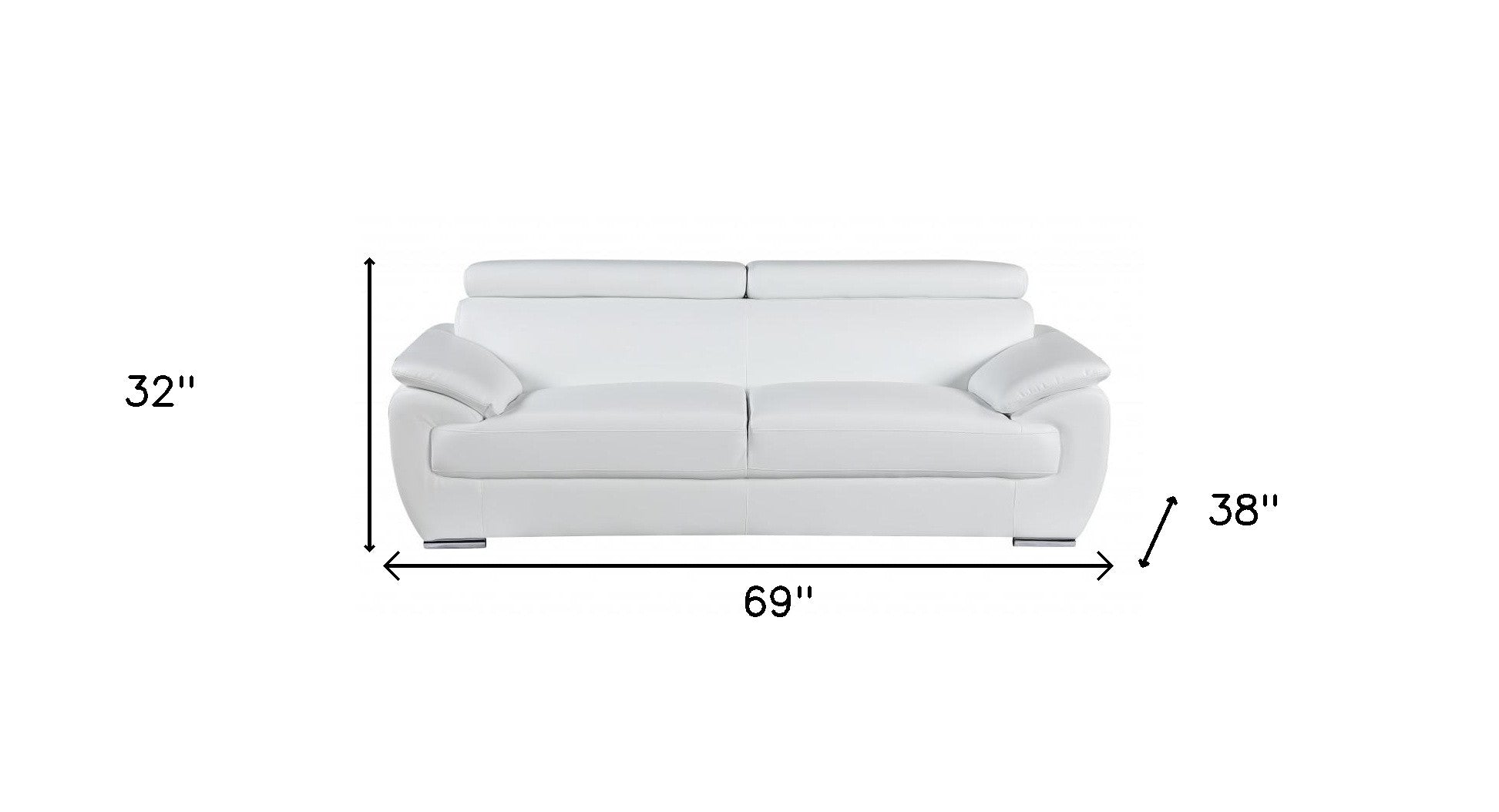 Two Piece Indoor White Genuine Leather Five Person Seating Set