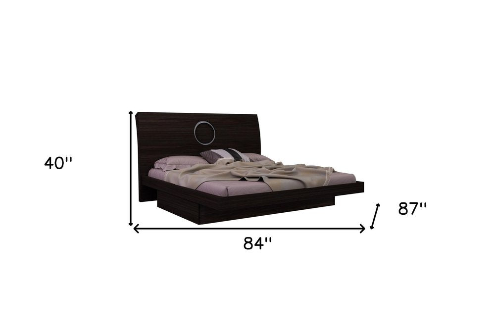 Brown Wood King Bed Frame With Drawer With Drawer Storage