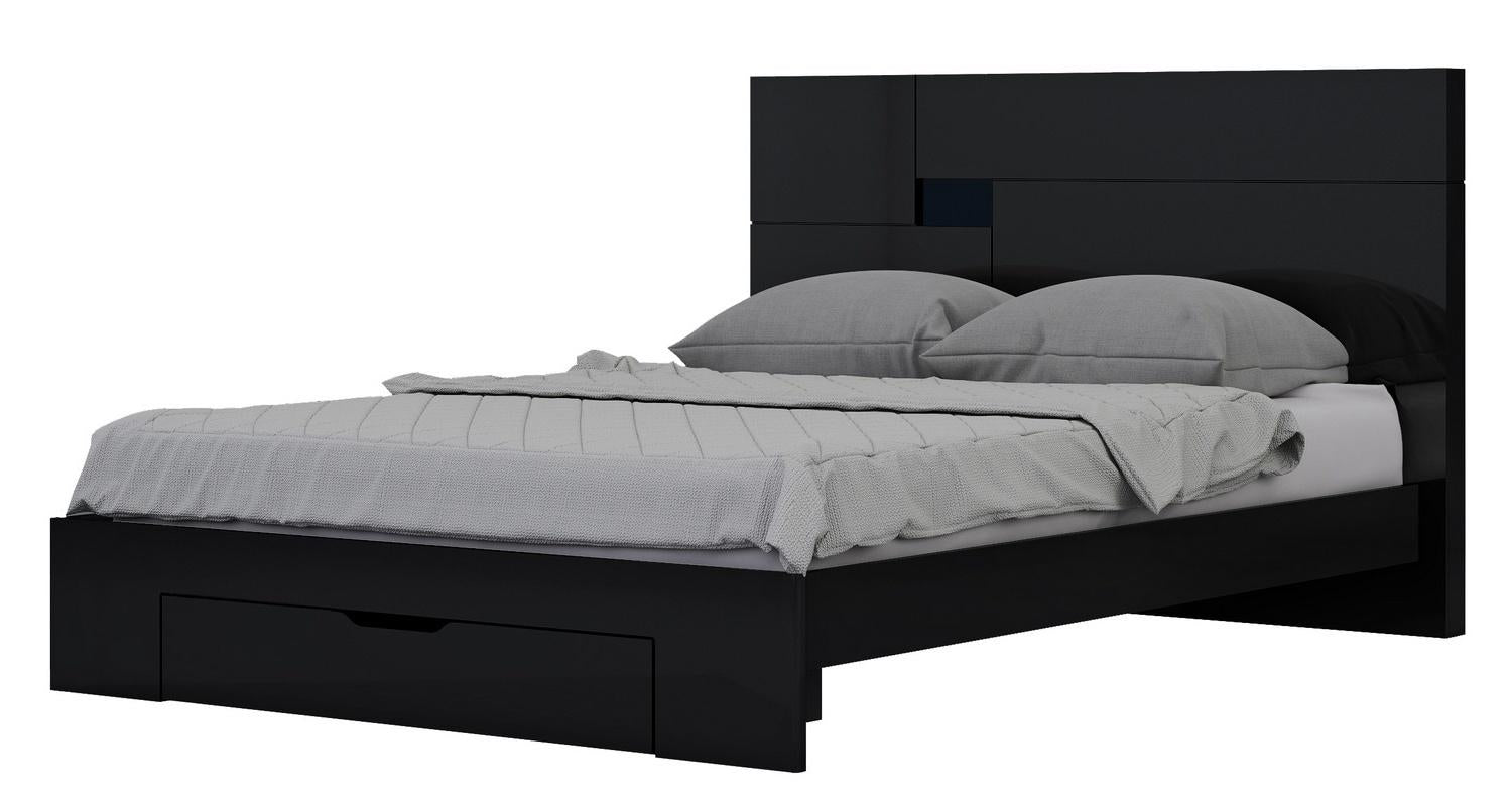 Black Solid Wood King Bed Frame