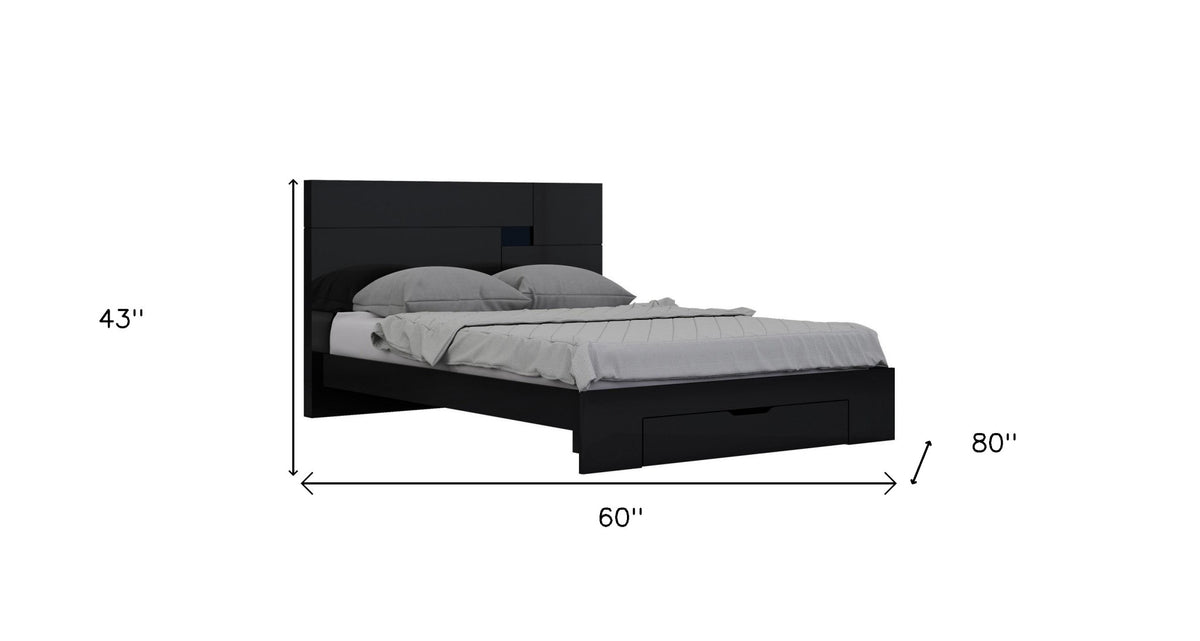 Black Solid Wood Queen Bed Frame