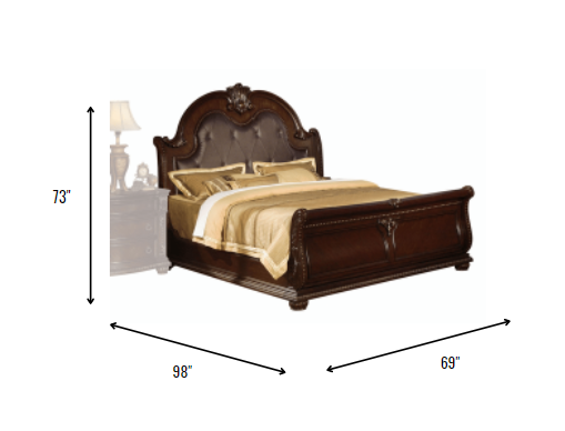 72" X 91" X 72" Cherry Oak Wood Poly Resin Queen Bed