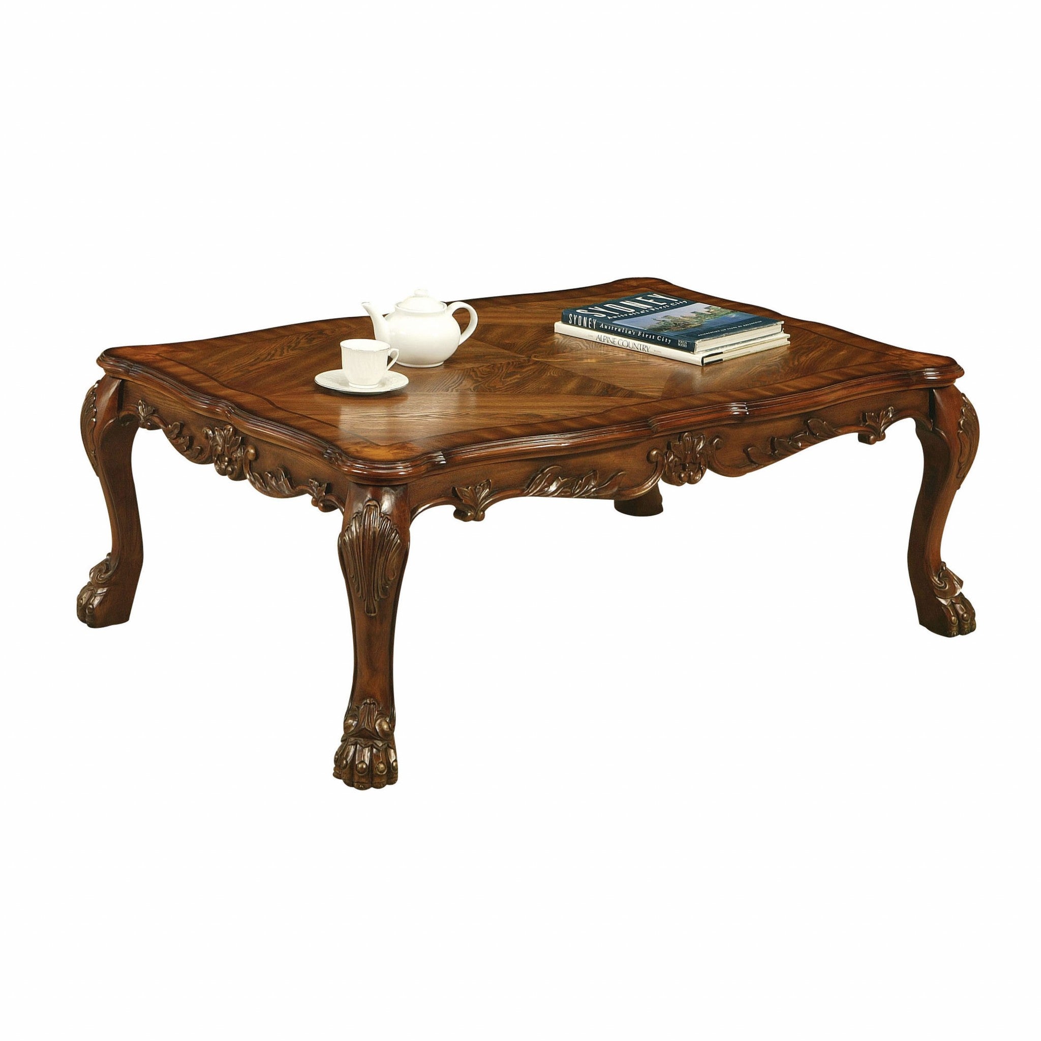 54" Brown Solid Wood Coffee Table