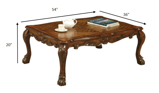 54" Brown Solid Wood Coffee Table