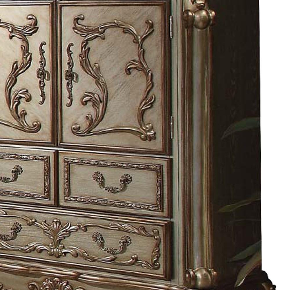 20" Brown Solid Wood Five Drawer