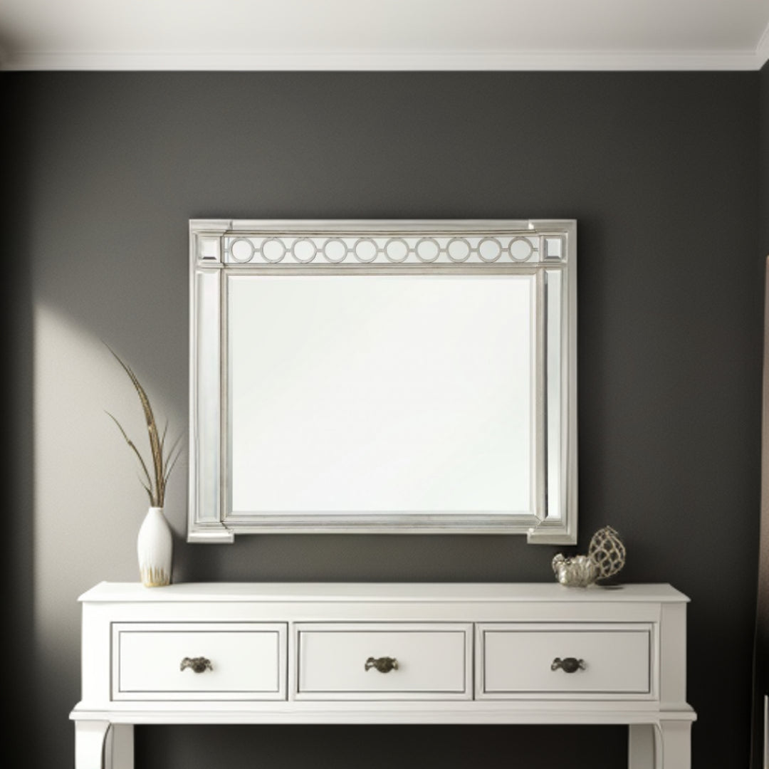 42" Silver Wood Framed Mounted Dresser Mirror