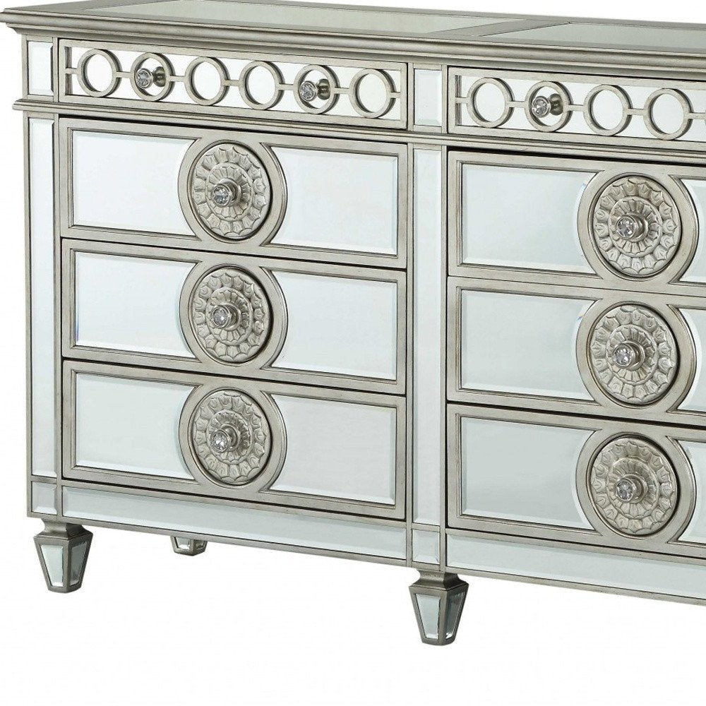 68" Gray Wood Six Drawer Double Dresser