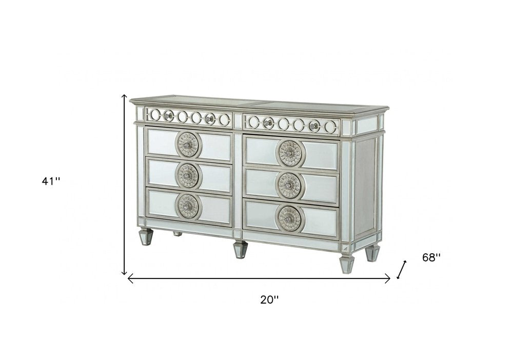 20" Gray Solid Wood Six Drawer Double Dresser