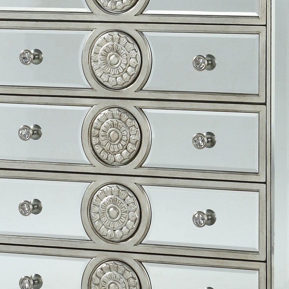 21" X 44" X 56" Mirrored Wood Chest