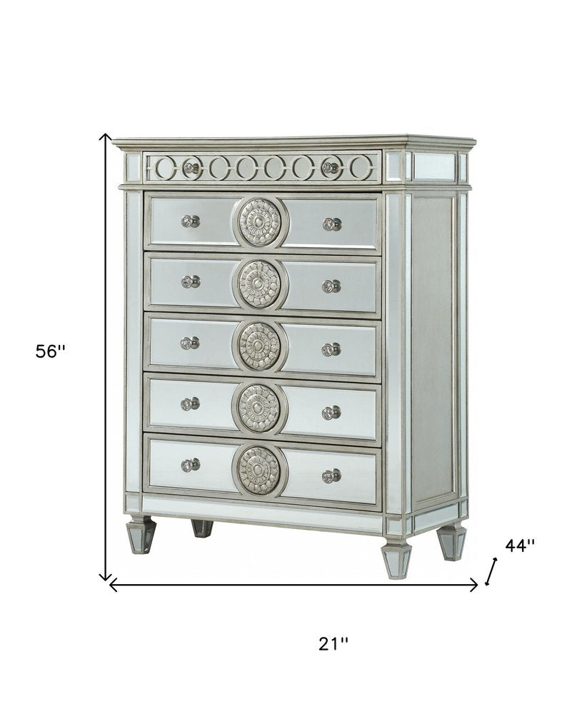 21" X 44" X 56" Mirrored Wood Chest