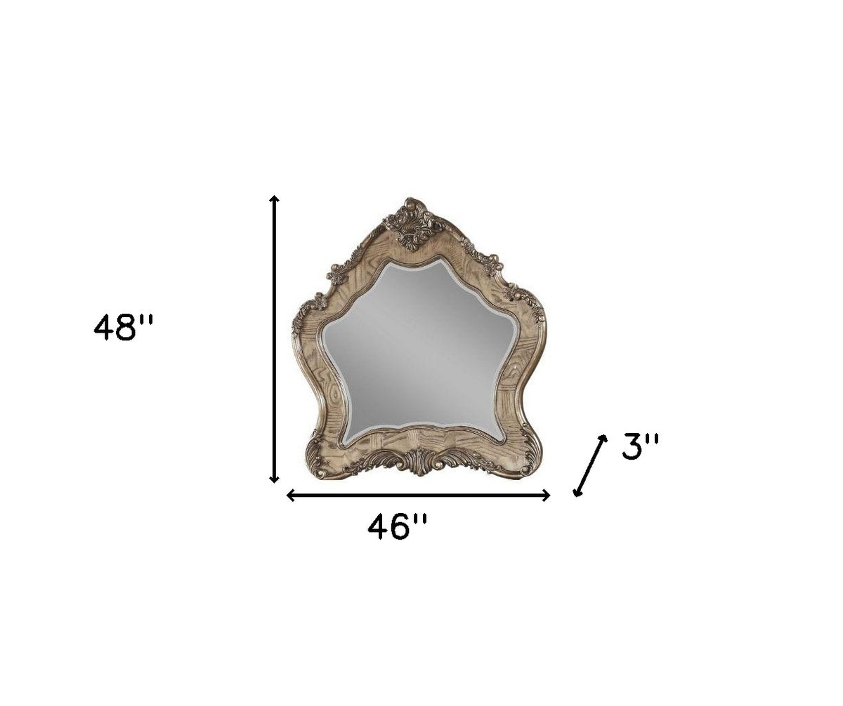 48" Oak Abstract Wood Framed Mounted Dresser Mirror