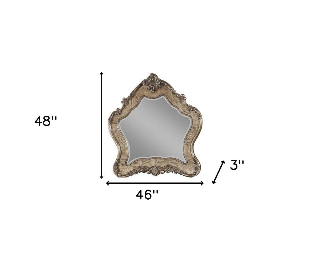48" Oak Abstract Wood Framed Mounted Dresser Mirror