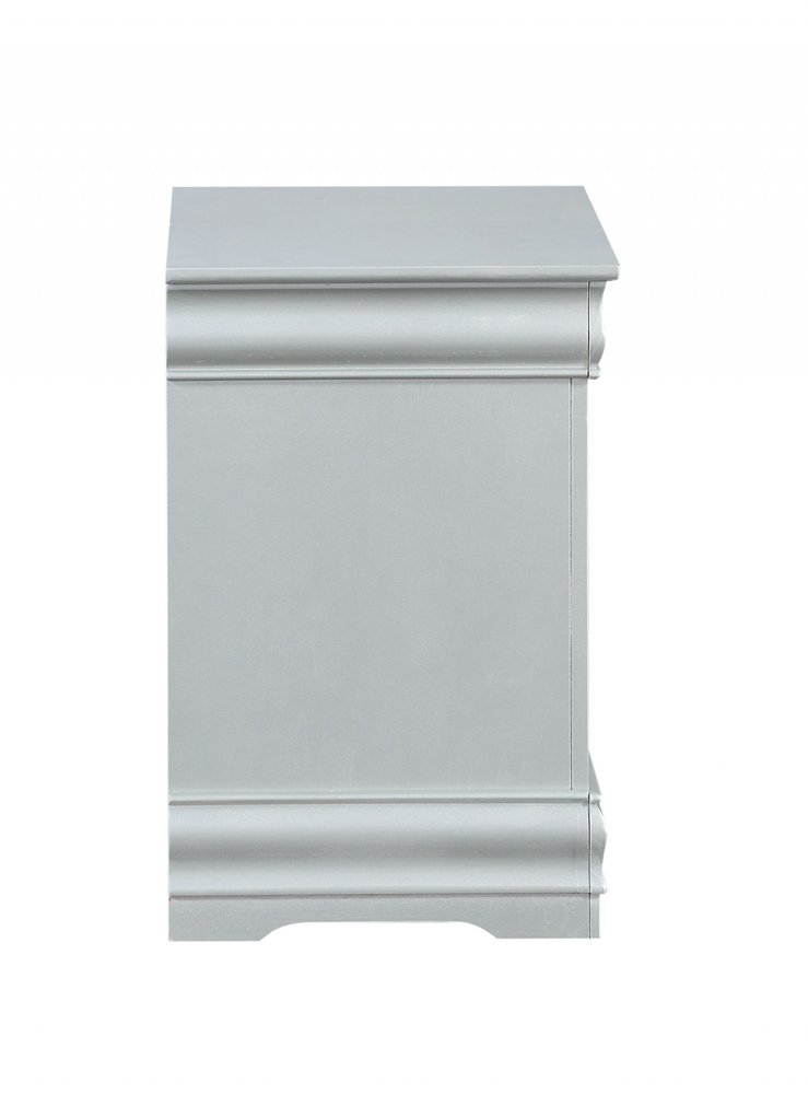 34" Antiqued White Solid Wood Three Drawer Nightstand