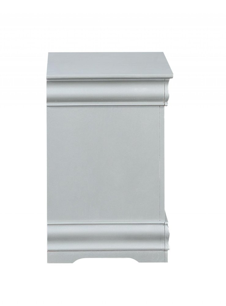34" Antiqued White Solid Wood Three Drawer Nightstand