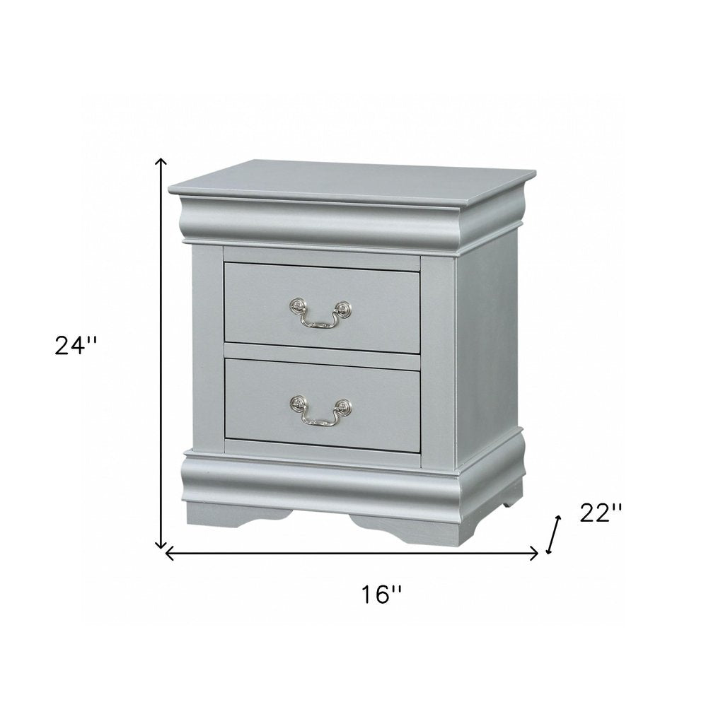 34" Antiqued White Solid Wood Three Drawer Nightstand