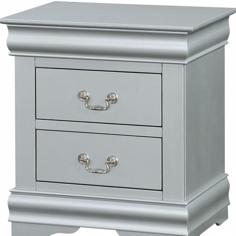 34" Antiqued White Solid Wood Three Drawer Nightstand