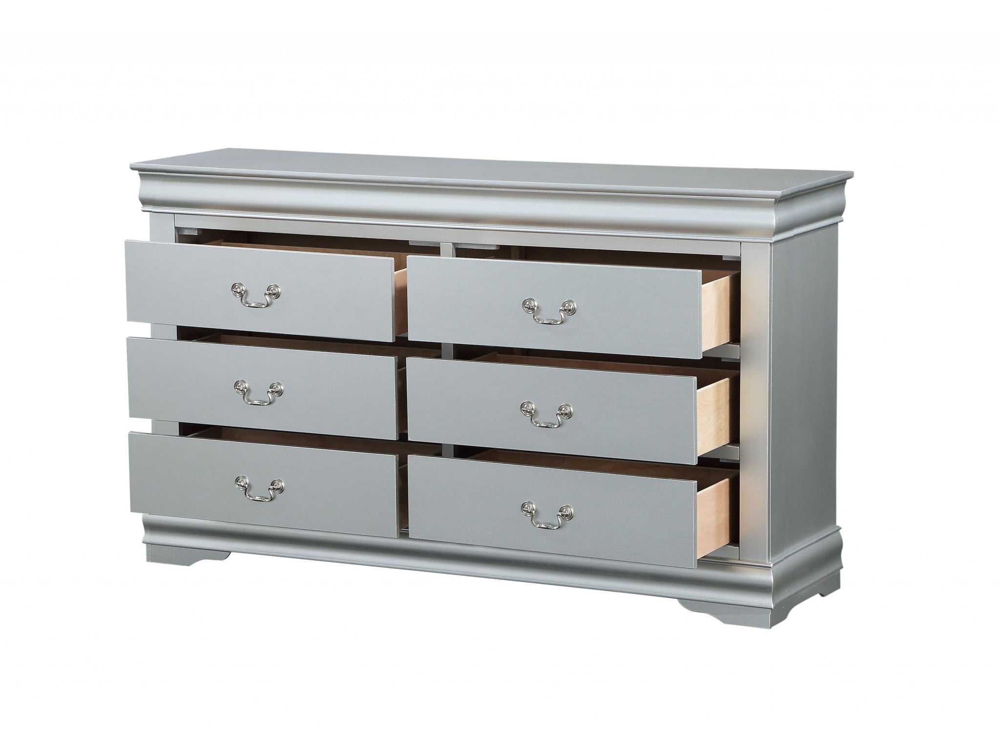 15" Gray Solid Wood Double Dresser