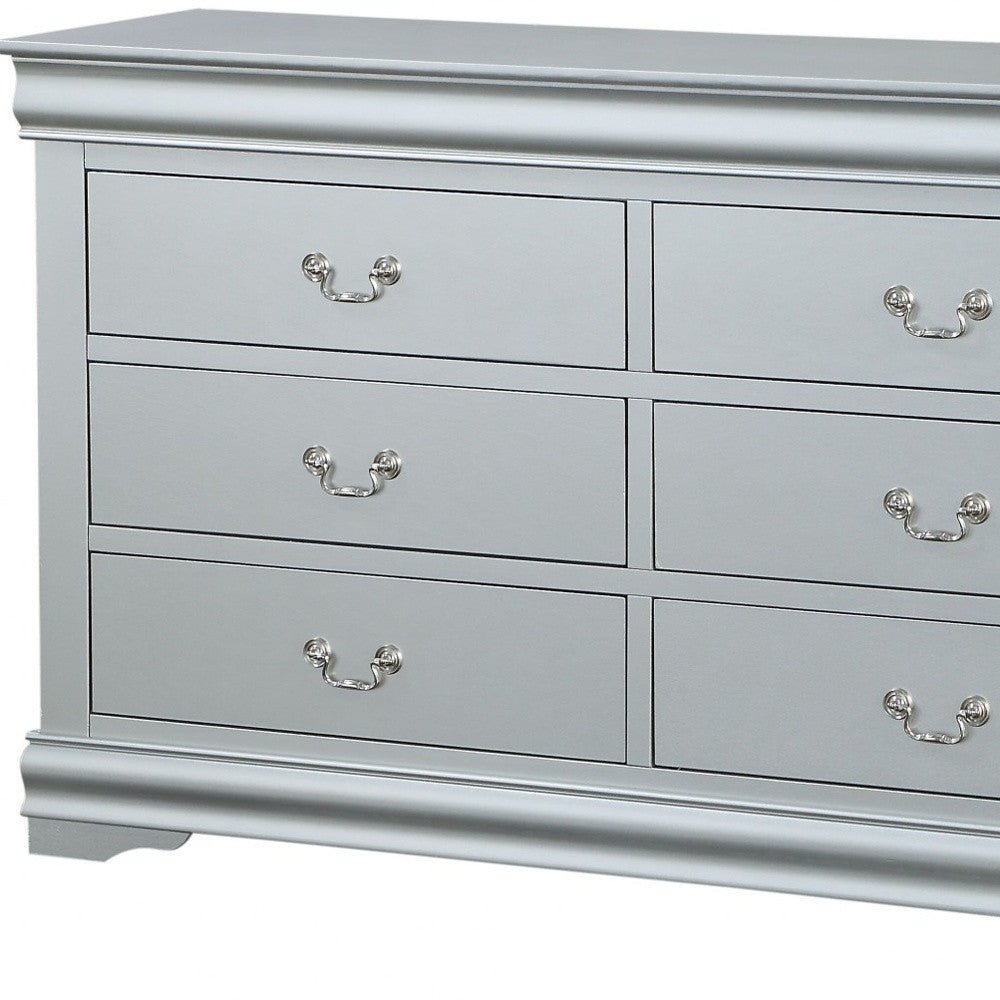 15" Gray Solid Wood Double Dresser